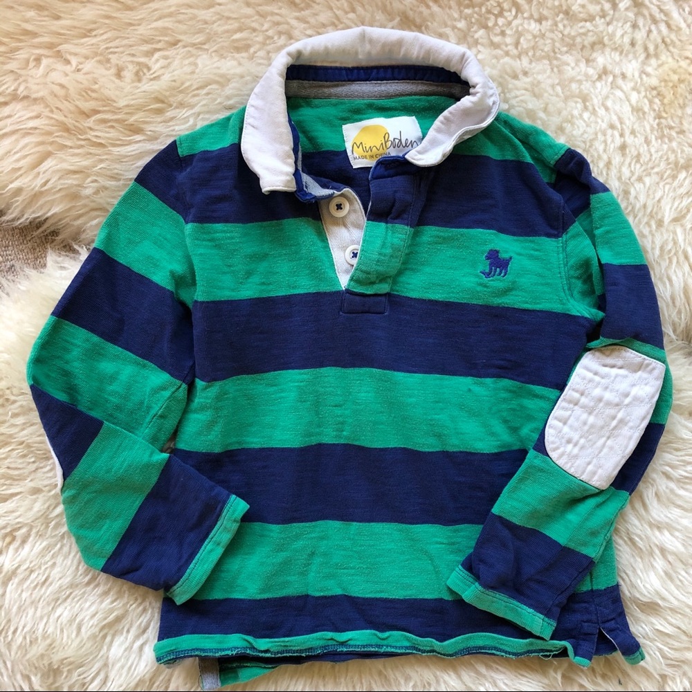 Mini Boden Rugby Shirt | Emerald & College Blue